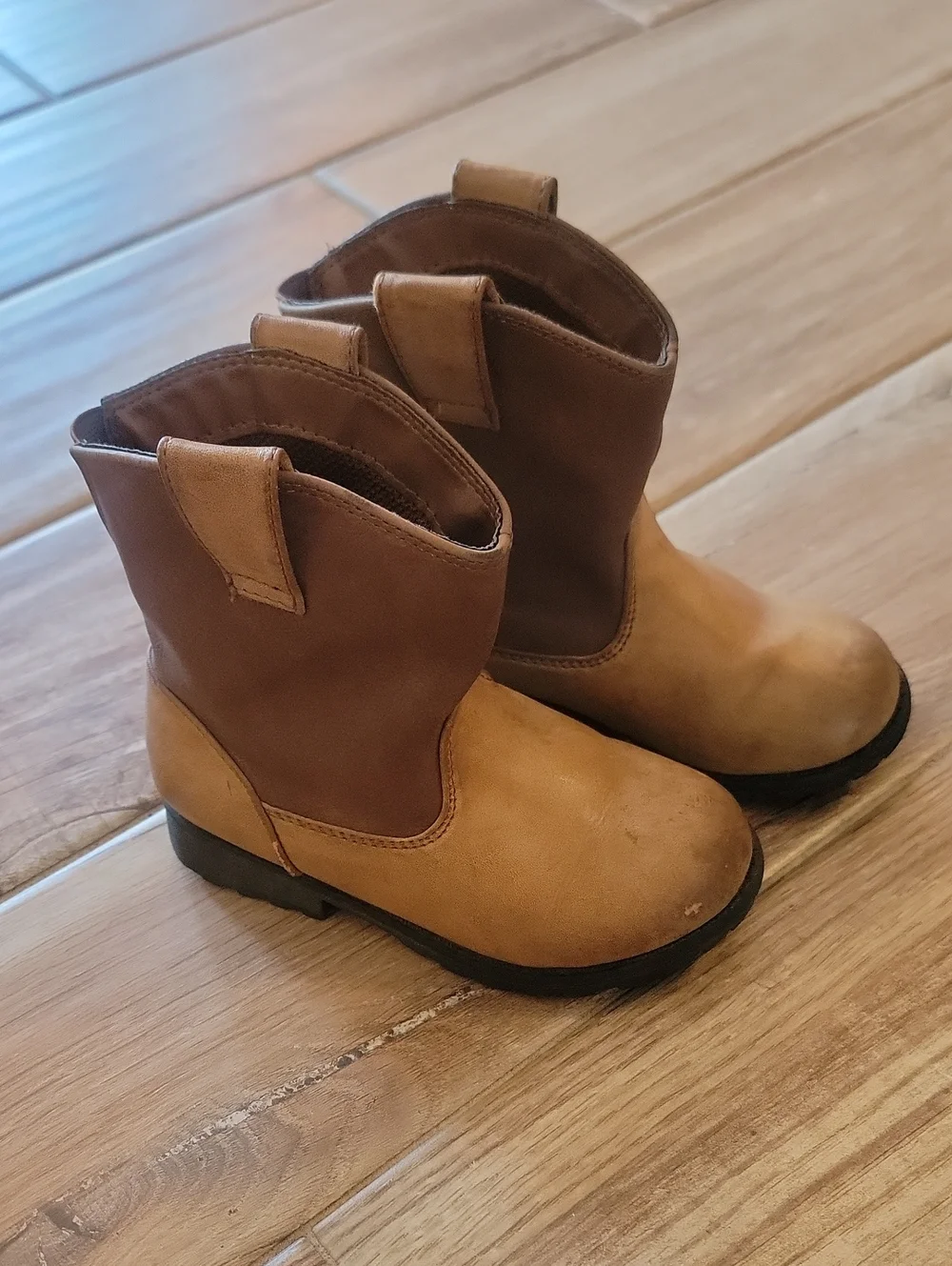 Kids Tan/Brown Pull-On Western Boots Size 10